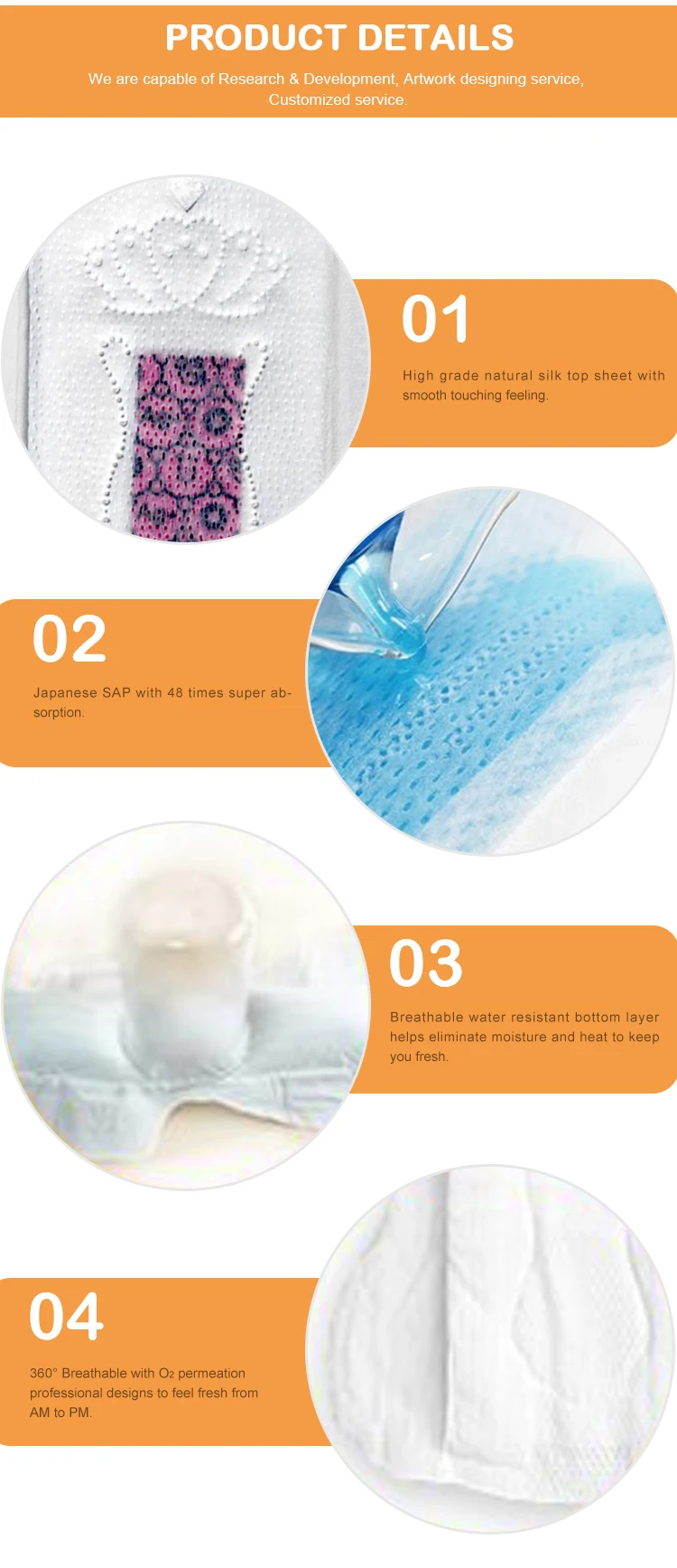 Sanitary Factory OEM Snow Lotus Pad For Female Sanitary Pad For Bacteriostasis Self Cleaning Chinese Herbal Medicine Panty Liner