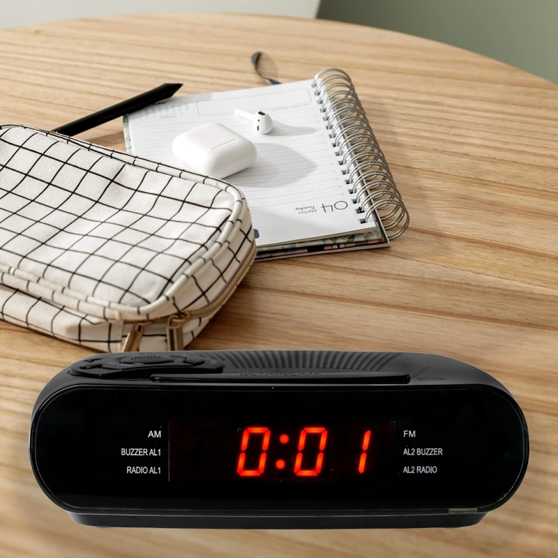Novelty Hotel Room Supply LED Digital Radio Snooze Alarm Clock 24 Hour Display Table AM FM Radio Alarm Clock