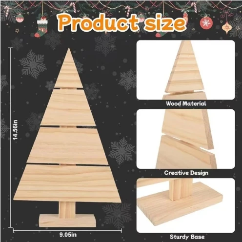 Christmas standing wooden tray unfinished blank wooden micro decoration wooden tree hand drawn DIY triangle