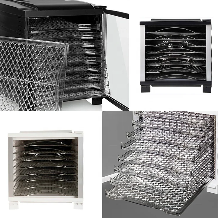 Fruit dehydrator, timer and temperature control 10 trays home use fruit vegetable food dehydrator black and white 800 Watt