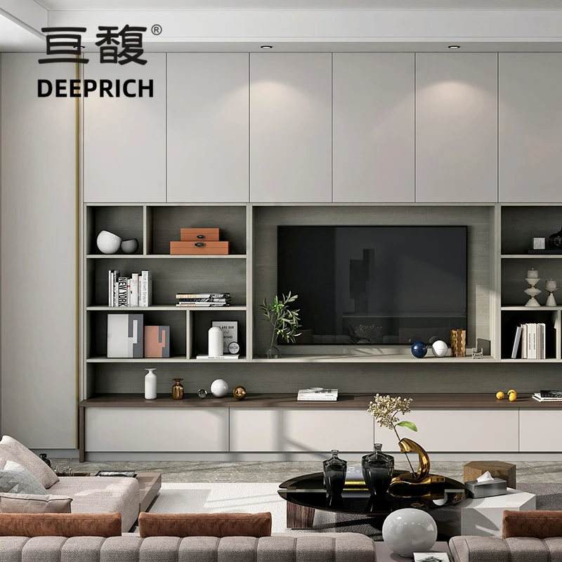 HQ089 DEEPRICH whole house custom display cabinet plate wardrobe bookcase dining side aluminum frame glass door open cabinet