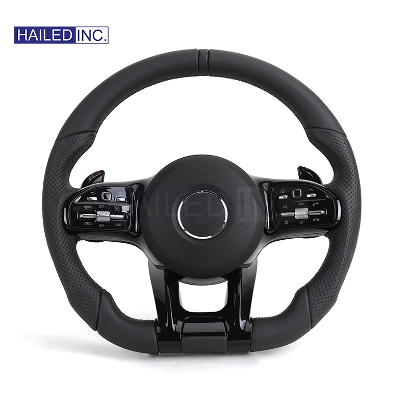 HAILED With Piano Black Trim Full Leather Steering Wheel for Mercedes Benz W211 W169 W177 W221 GLS X167 GLA45 X156 GLE AMG GT