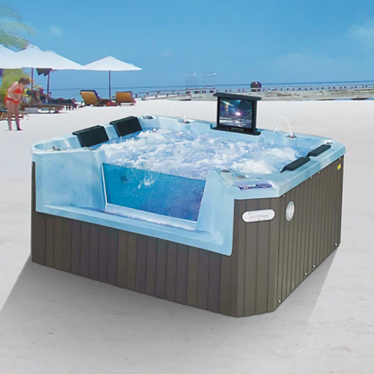 modern Square Shaped whirlpool acrylic massage spa bathtub hot tub outdoor china