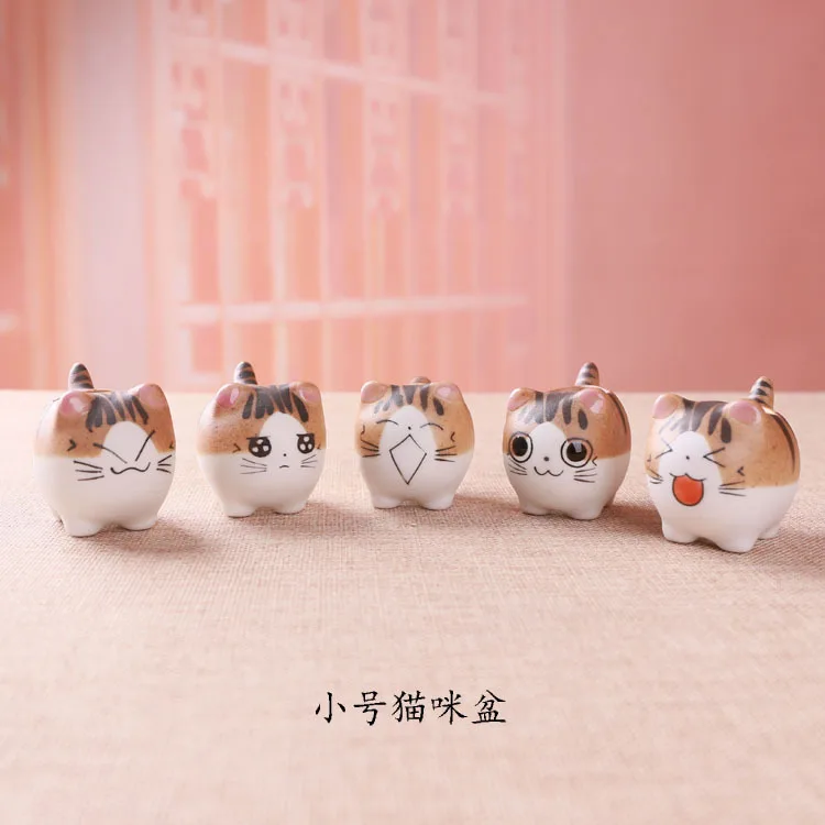 cute indoor cartoon cat animal shape flower plant pot succulent planters containers for cactus