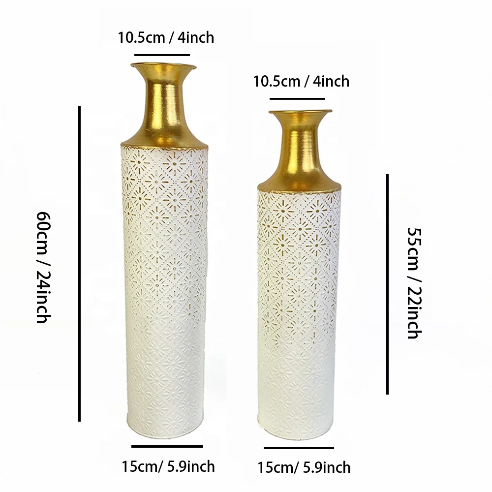 Lander French Country Elegant Gold Floor Metal Table Vase Decor Flower Pot