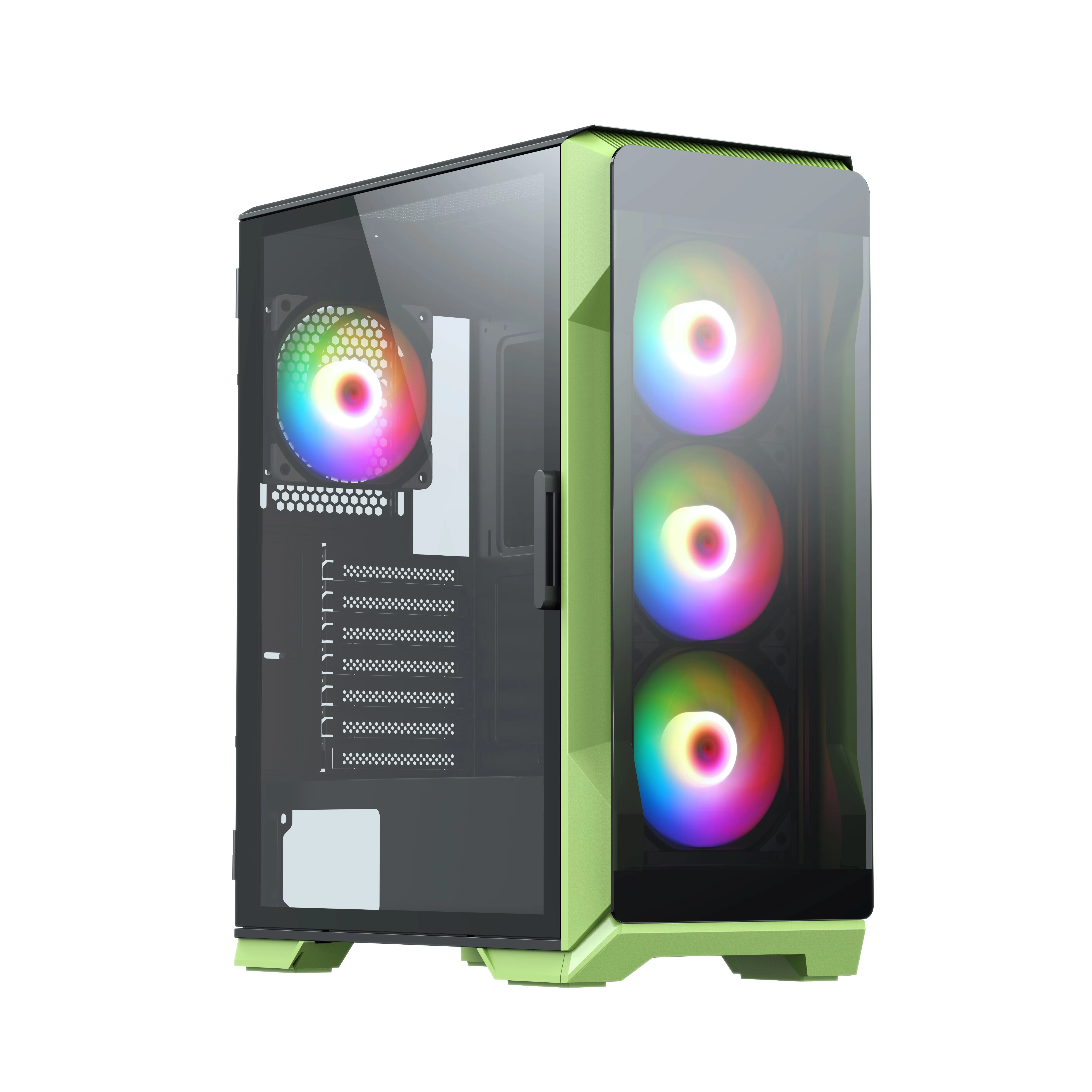 Уникальный дизайн корпус для компьютера ПК с передней панелью игровой со съемным закаленным стеклом в наличии 7 слотов сервер