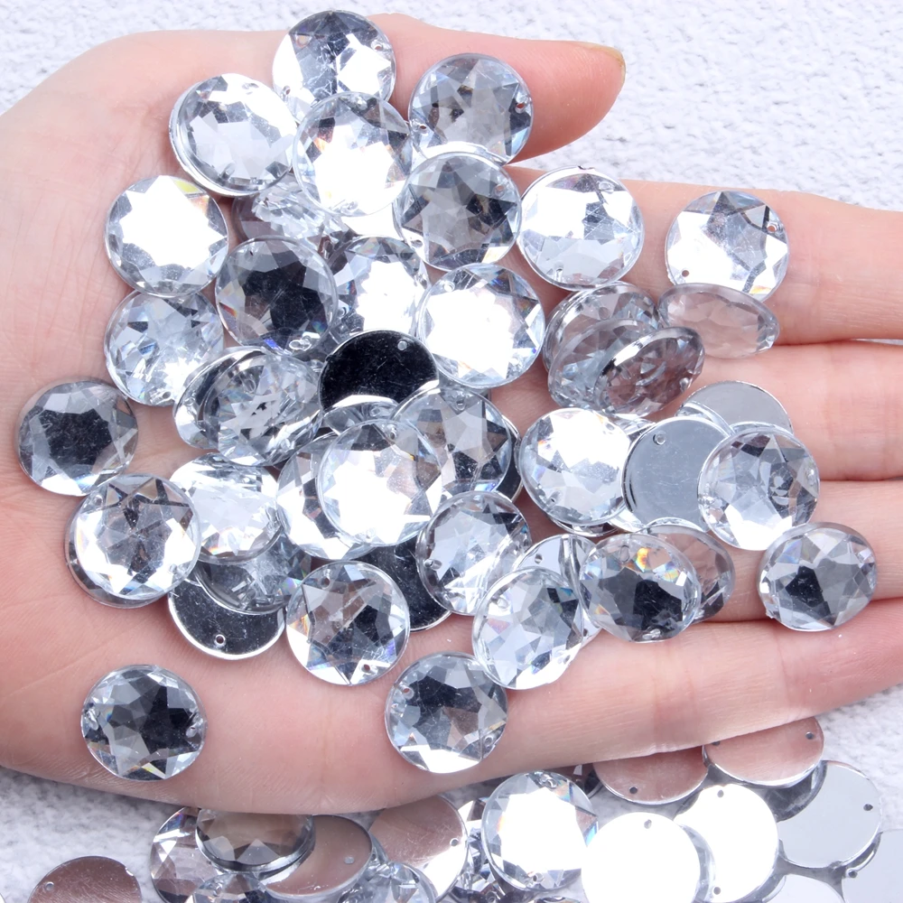 Hot Sale Bulk Pack Sew On Rhinestones Flat Back Half Round Acrylic Rhinestone Crystal Stone For Fashion Dress Making Acrylic Gem