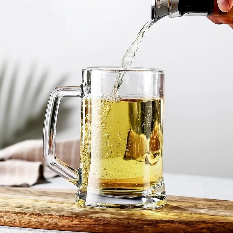 Custom Logo Print  12 oz Crystal Lead-Free Beer Mug With Handle