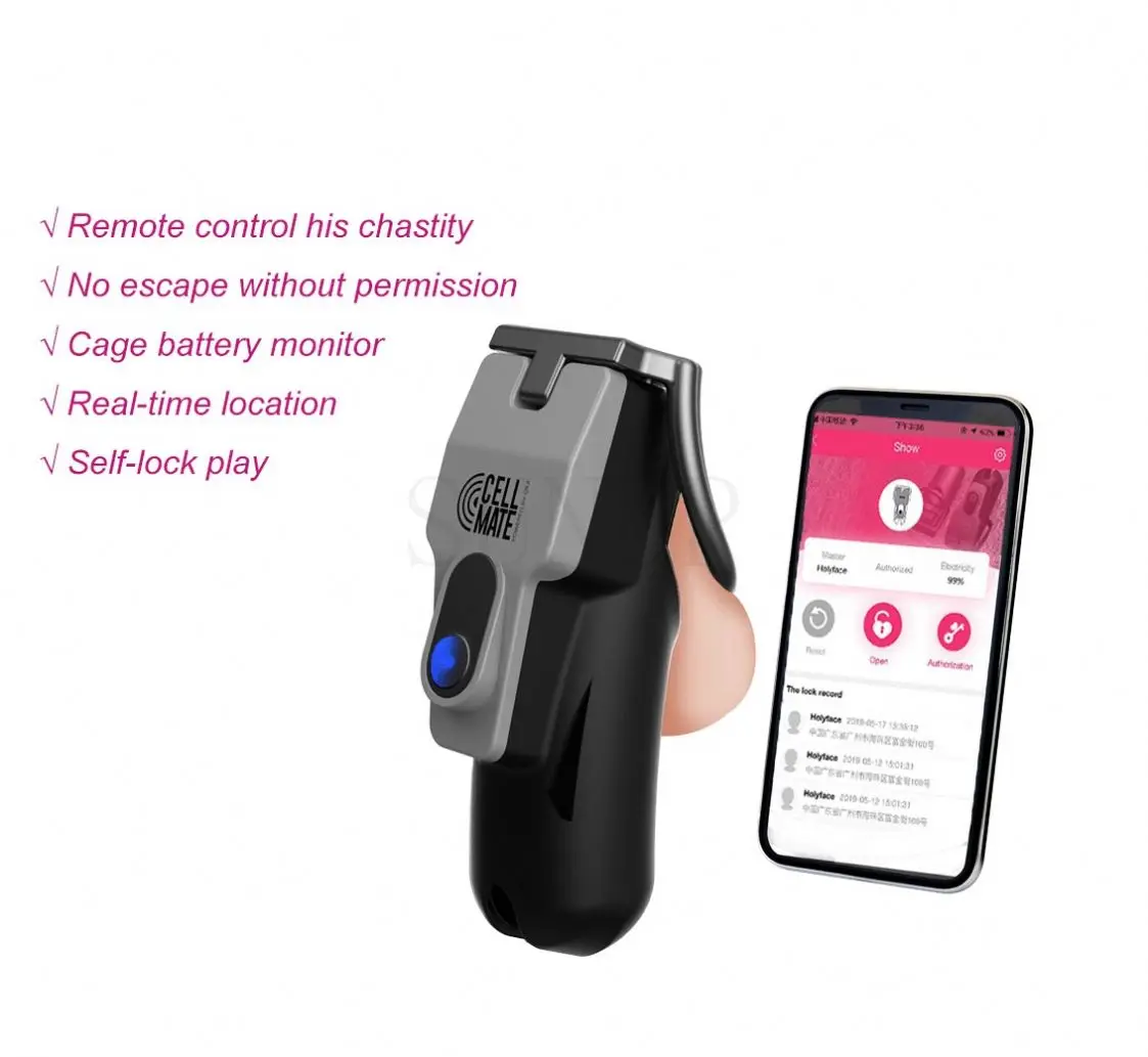 Free Custom Box - APP Controlled Keyless Remote Control Men Chastity Device Penis Ring Cock Cage Witht China Factory Low Price