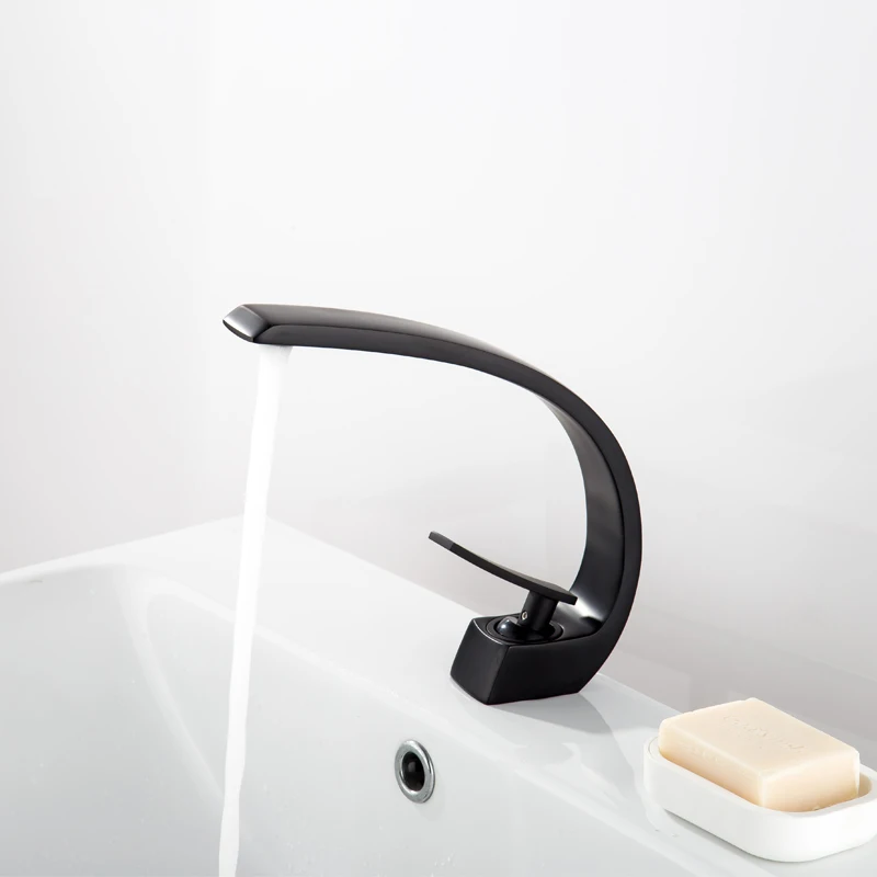 Factory Direct Sale Basin Faucet Bending Design Bathroom Basin Faucet Moon Shape Bathroom Faucet