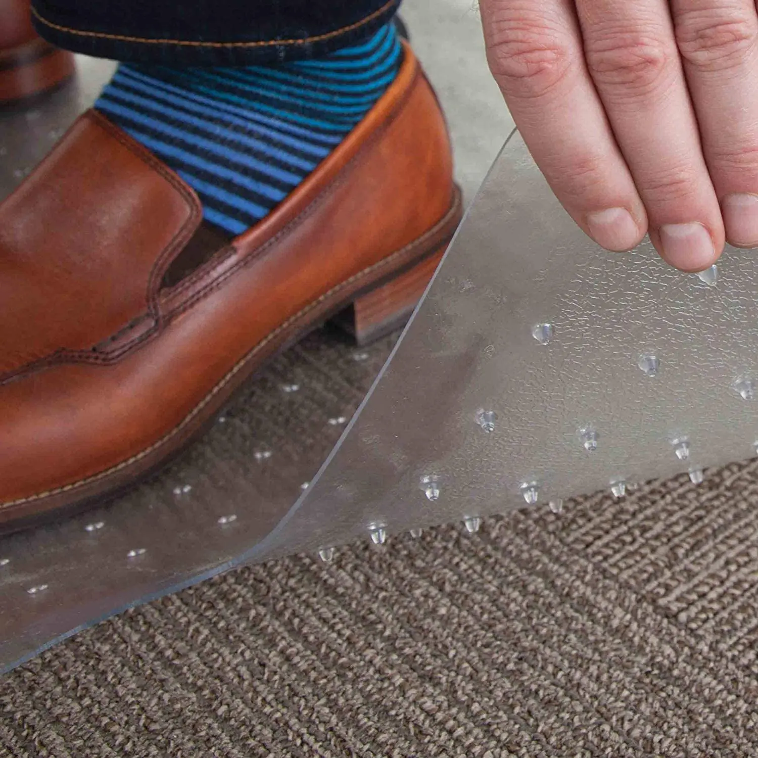 PVC Chair Mat Transparent Carpet Floor Protector Cover Rug With Non-Slip Studded Lip