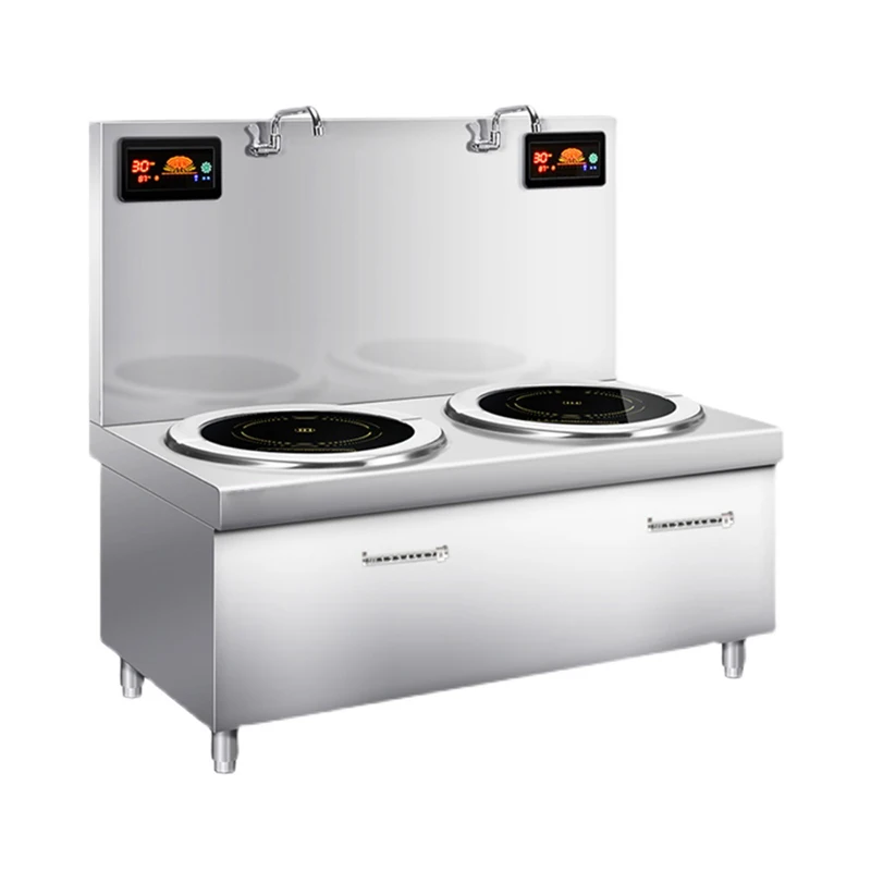 220v/380v Commercial Induction Cooker Double-Head Flat Electromagnetic Low Soup Stove 8/12/15KW High Power Low Soup Stove