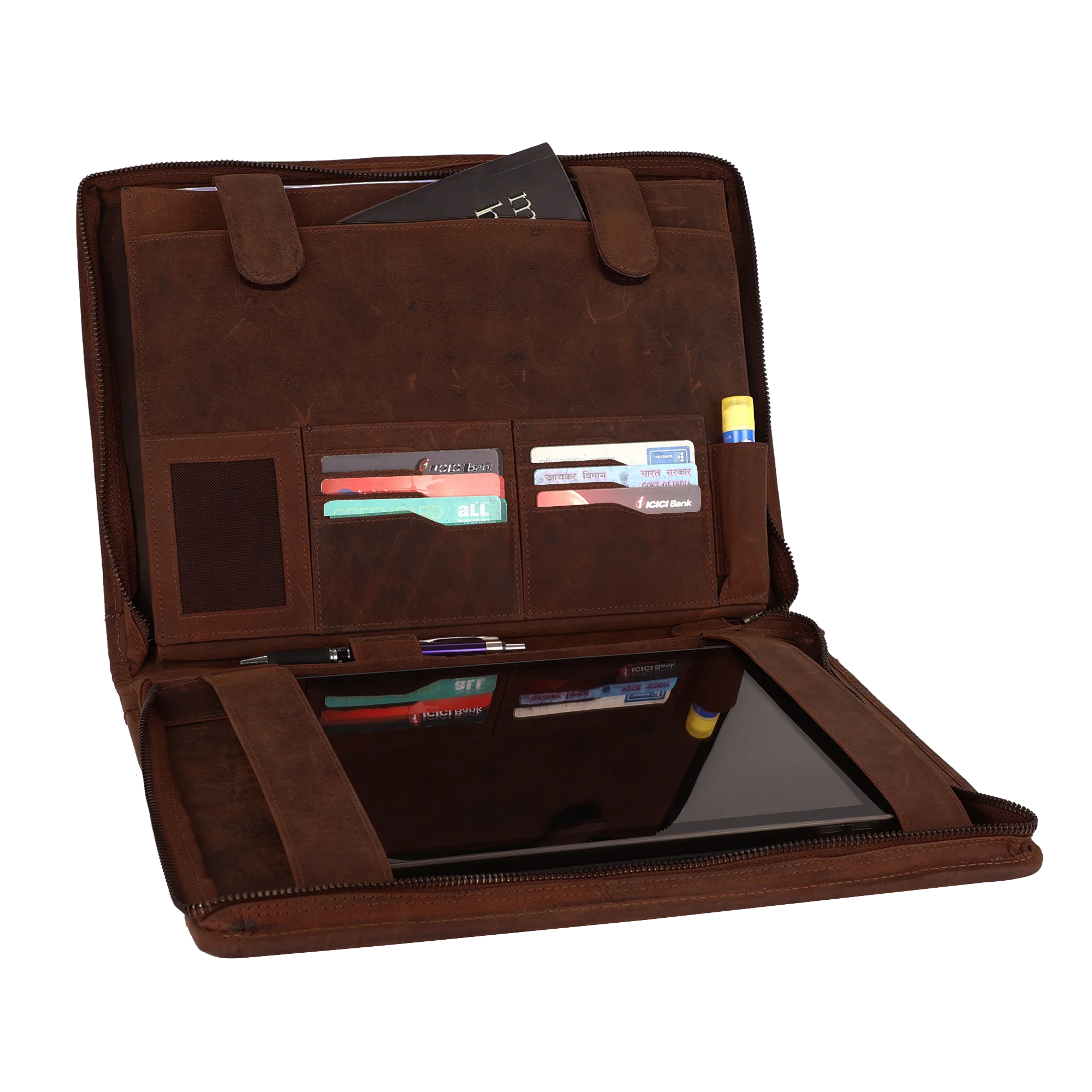 Business Portfolio Professional Organizer Gift for Men & Women Durable Leather Supreme Padfolio Zippered Closure