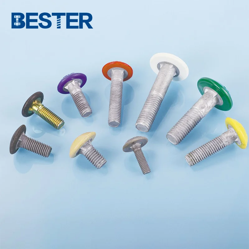 Plastic Capped Water Proof Hot DIP Galvanized Round Head Cup nibbed finned Silo tank bolt