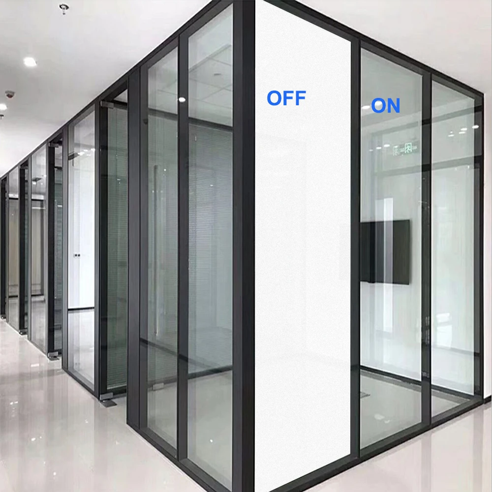 Switchable Opaque Transparent Electric PDLC Glass with Remote Control Black Tinted Privacy Office Doors and Windows
