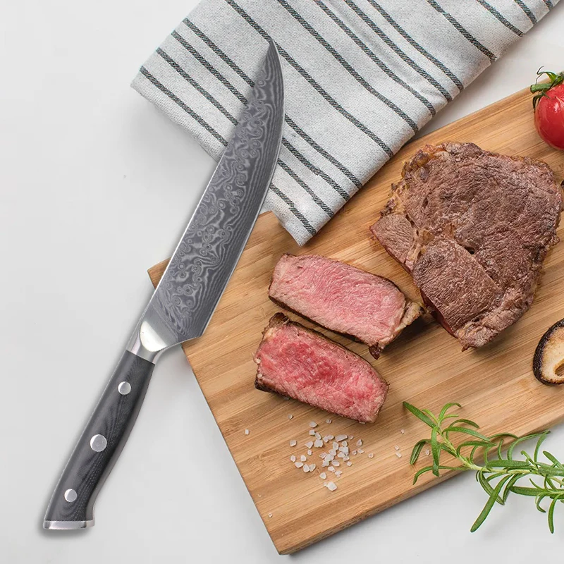 Tuobituo 5 Inch Kitchen Knife Kit 6Pcs Forged 67 Layers Damascus Steel Steak Knife Set With G10 Handle