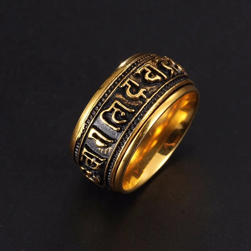 Luxury Mayan Gold Jewelry Men Alphabet Rings