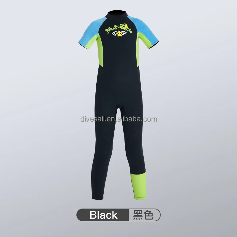 Youth Children 2023 new style short Sleeve long pants open cell 2.5mm neoprene kids wetsuits Back Zipper