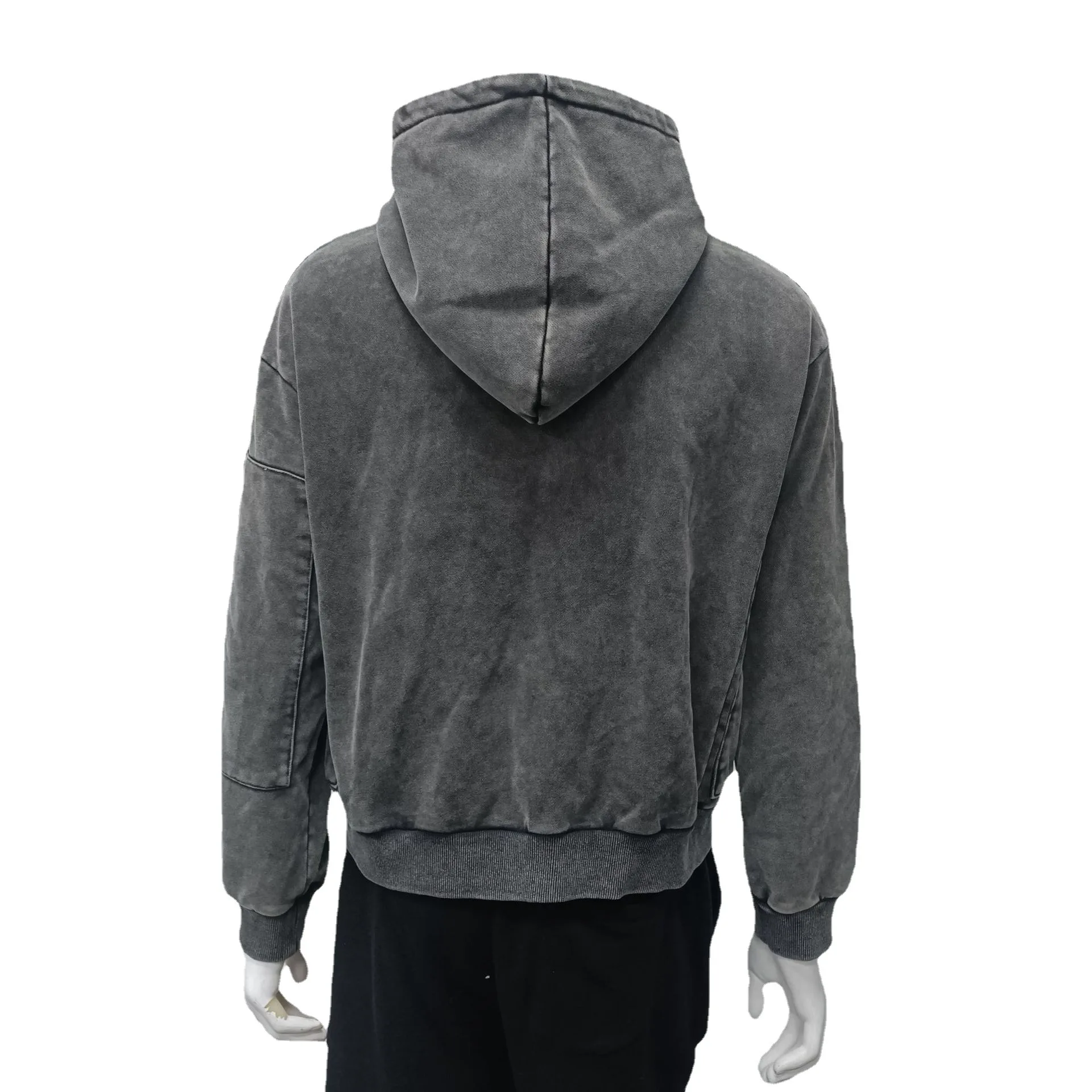 3D puff custom printing logo  oversized sweatshirt  acid wash   unisex cropped raw hem hoodie no string  hoodies