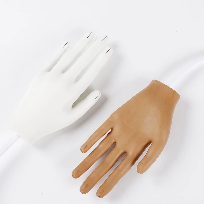 Novice Training Artificial Prosthetic Hand Manicure Tools Silicone False Nail Practice Hand Rest For Nails Art Salon
