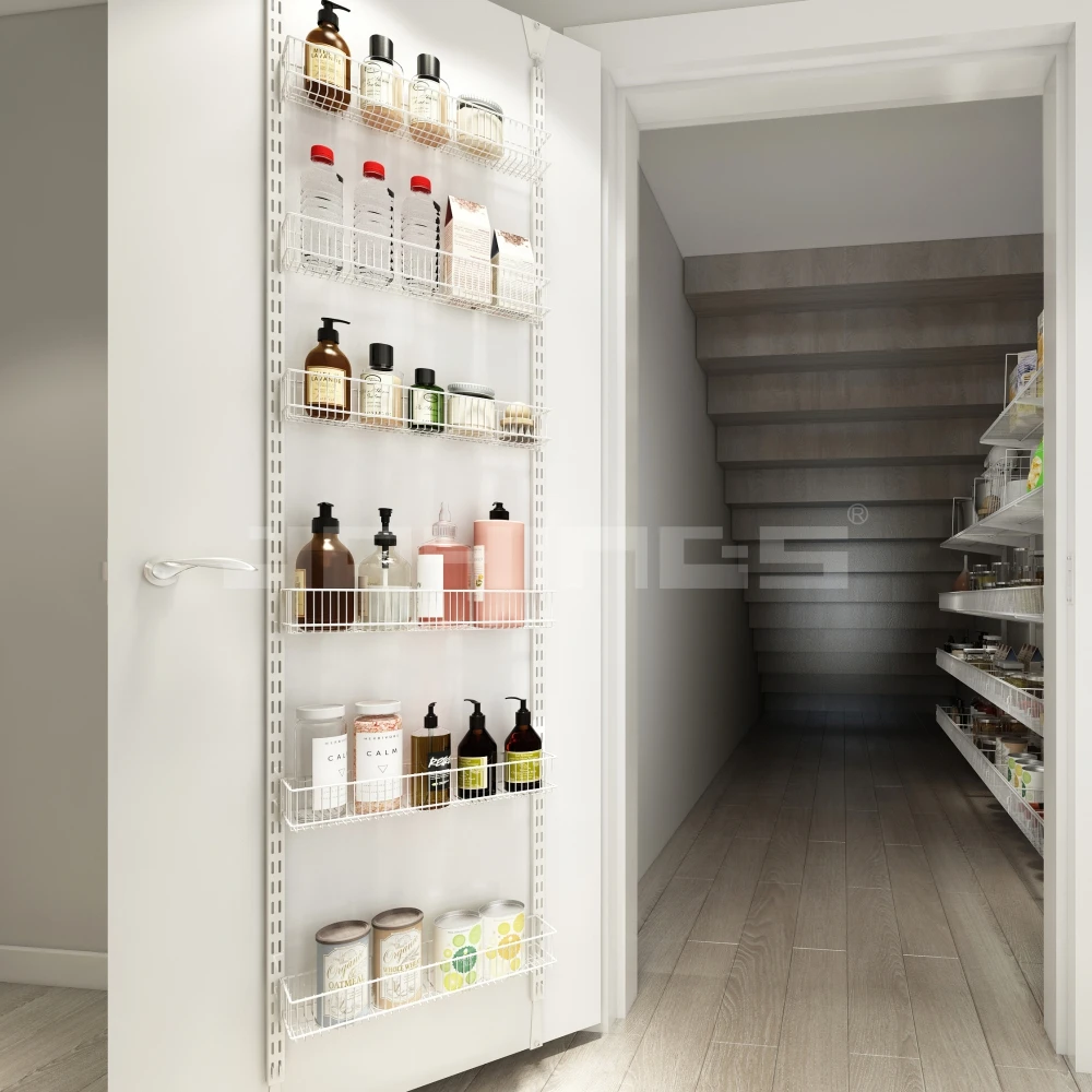 wholesale 3 tier metal space saving wall mount adjustable hanging baskets spices rack shelf organizer kitchen for refrigerator