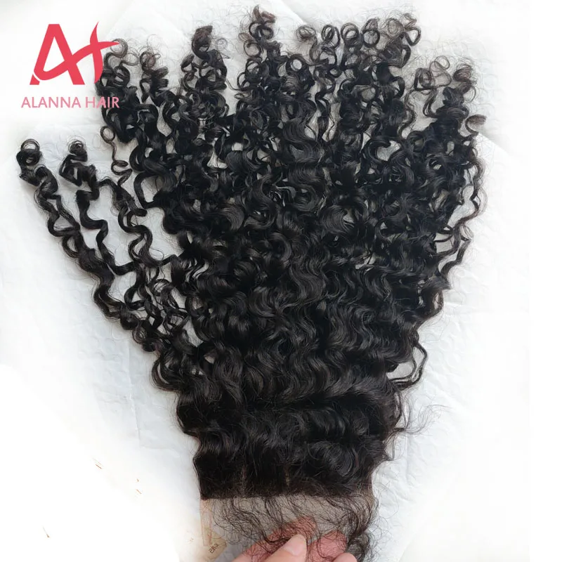 Hot Selling Top Grade 10A Virgin Human Raw Cambodian Soft Kinky Curly Hair Swiss Lace Closure 4 By 4 With Baby Hair No Tangle