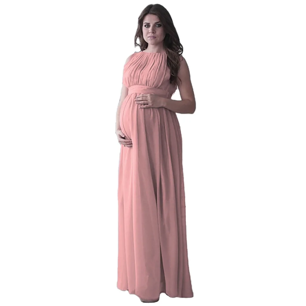 Visualize 2021 Maternity Gown Lace Maxi Dress Women Clothes Photography Pregnancy Dress For Photo Shoot Pink Pregnant Dress