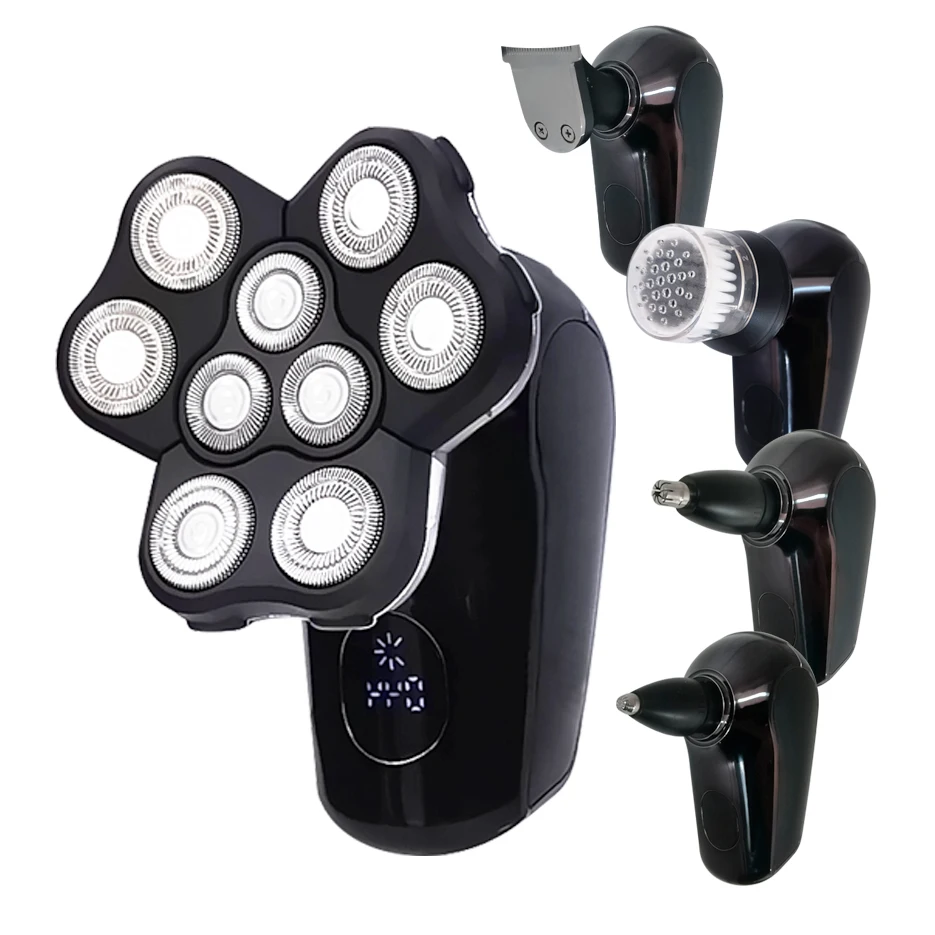 4D Grooming Kit  9 floating blades Shaving Machine Man Electric Razor Waterproof Beard Clippers Nose Trimmer and Face brush