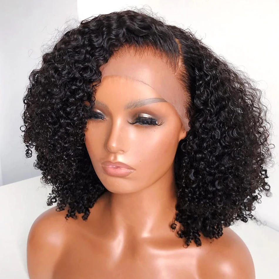 Лидер продаж, YesWigs естественного цвета, розовый парик Боб, кудрявые вьющиеся человеческие волосы, HD Прозрачная Кружевная передняя часть 13x4, парик Боб с полными концами