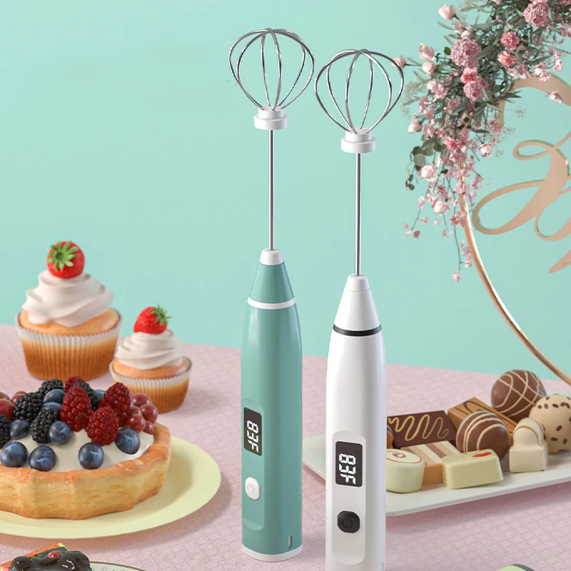 Factory Supply Usb Rechargeable Milk Frother Electric Handheld Foam Maker For Making Lattes Coffee 3 Speed With Lcd Display