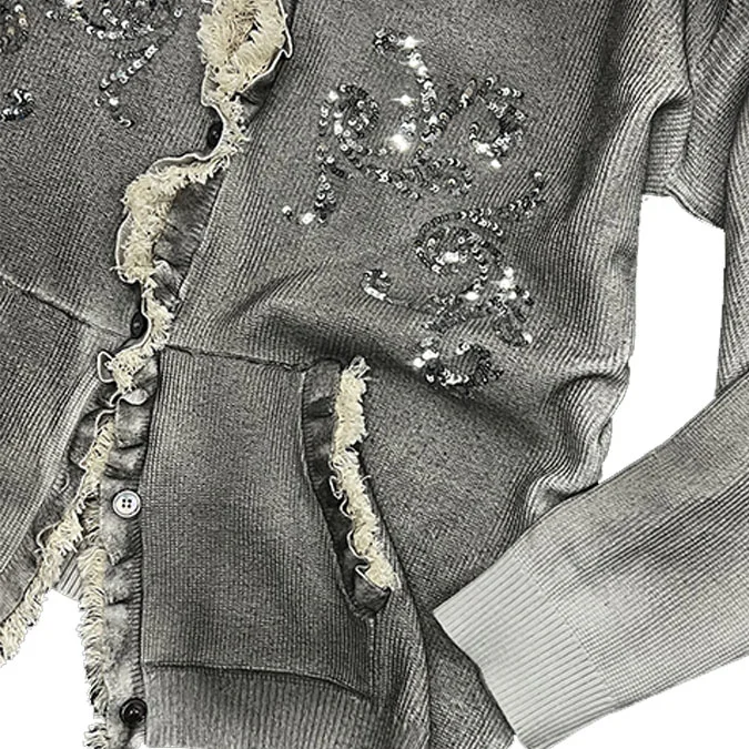 Finch Garment Distressed knitted Cashmere Jumper sweater Design Bead-Embellished Oversized Mens Cotton Wool Cardigan Womens