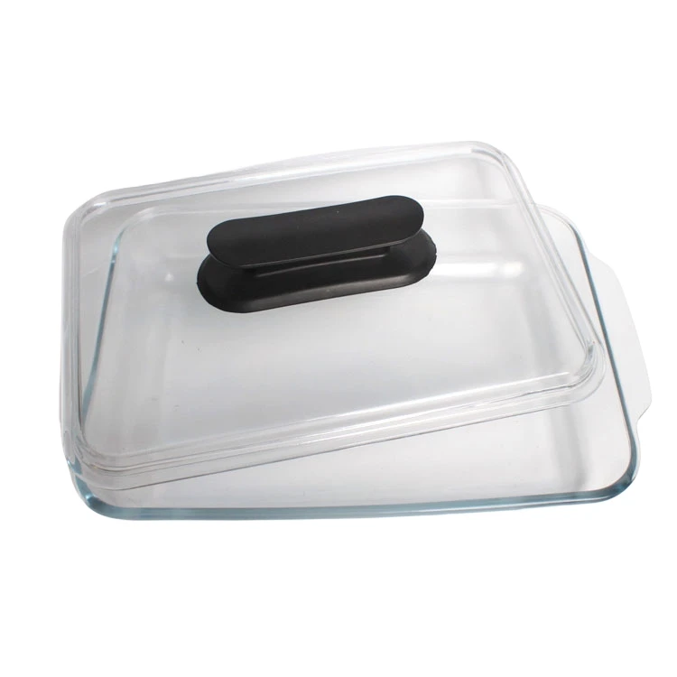 Wholesaler 3.0L Rectangle Tempered Glass Baking Dish Easy Grip Handle Oval Glass Bakeware Glass Casserole Dish with Lid