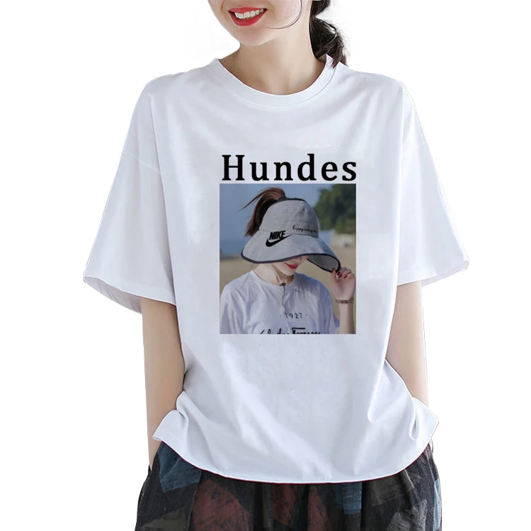 China factory direct sale print women cotton korean oversize t shirt for girls