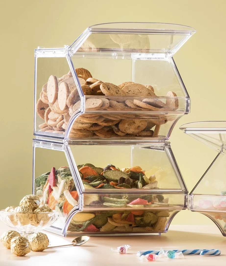 retail acrylic candy bins display/  candy nut dispensers/ counter top acrylic candy bins