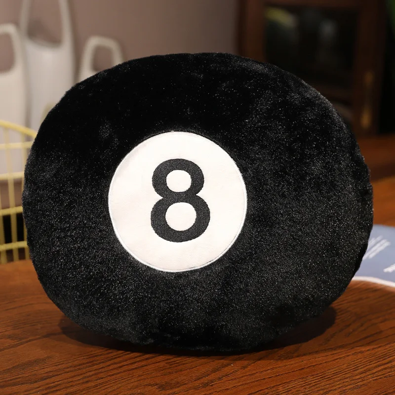 Plush 8 Black Round Cushion Pillow Applique Embroidery Round Ball billiards Throw Pillow for Couch POOL EIGHT BALL