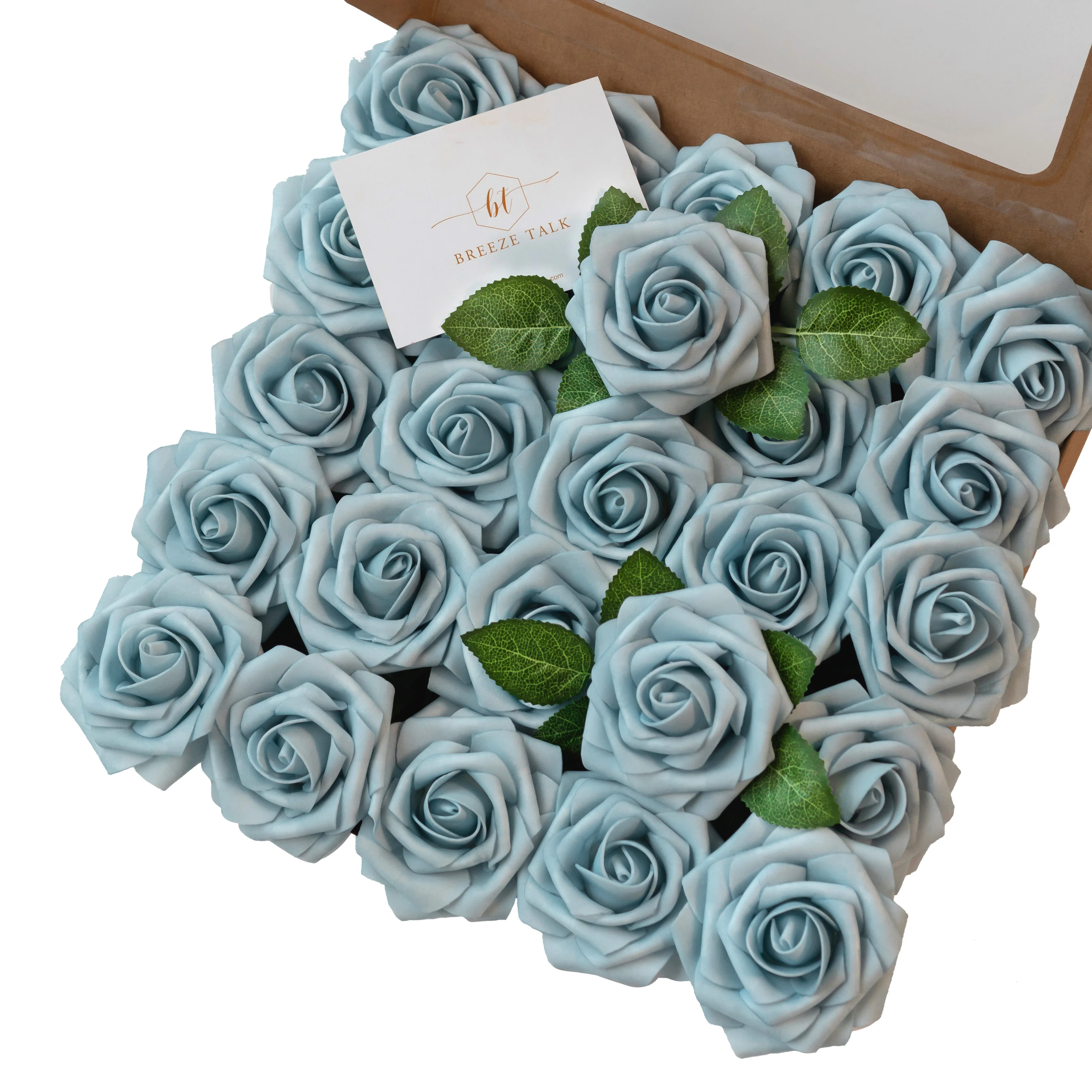 Artificial Roses Flowers Real Looking Roses PE foam flowers foam Celestial Blue roses for Wedding and Party Baby Shower