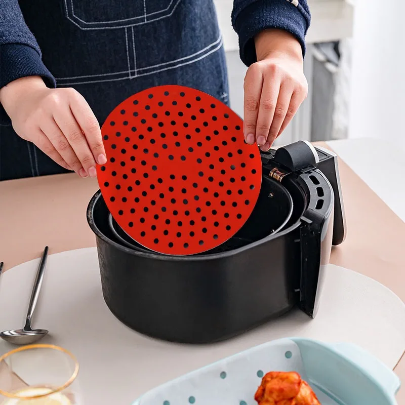 Air Fryer Silicone Mat Accessories Non-Stick Basket Mats 8.5 Inch Square 9 Inch Round Reusable Silicone Air Fryer Liners