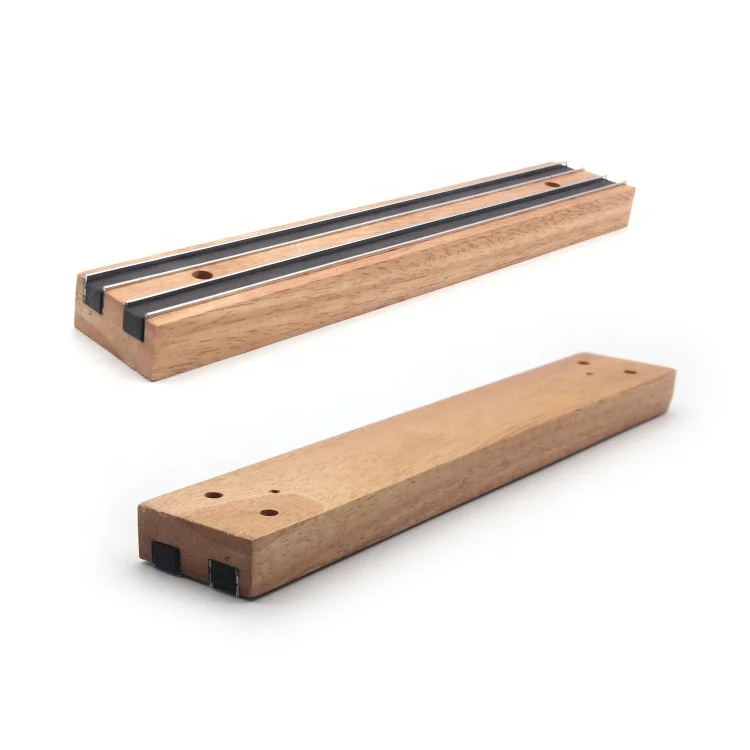 Wholesale stainless steel magnetic knife bar Kitchen Storage 16 inch  wood magnetic knife holder for wall