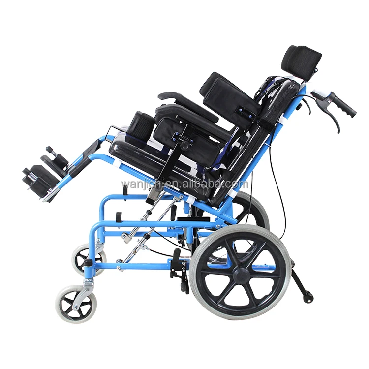 Hospital Pediatric Cerebral Palsy Children Foldable High Back Wheelchair High Back Handle Reclining Transfer Foldable Wheelchair