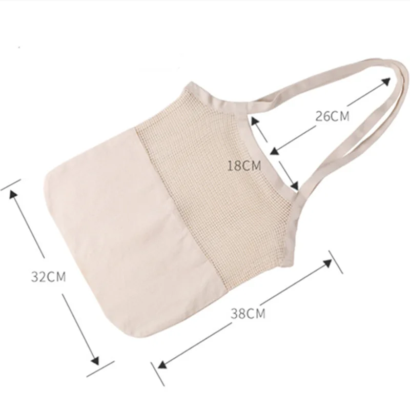 Custom Eco Friendly Recyclable 100% Cotton Shopping Tote Net Mesh Bags for Foods  Vegetable Cotton  Fruit Bag