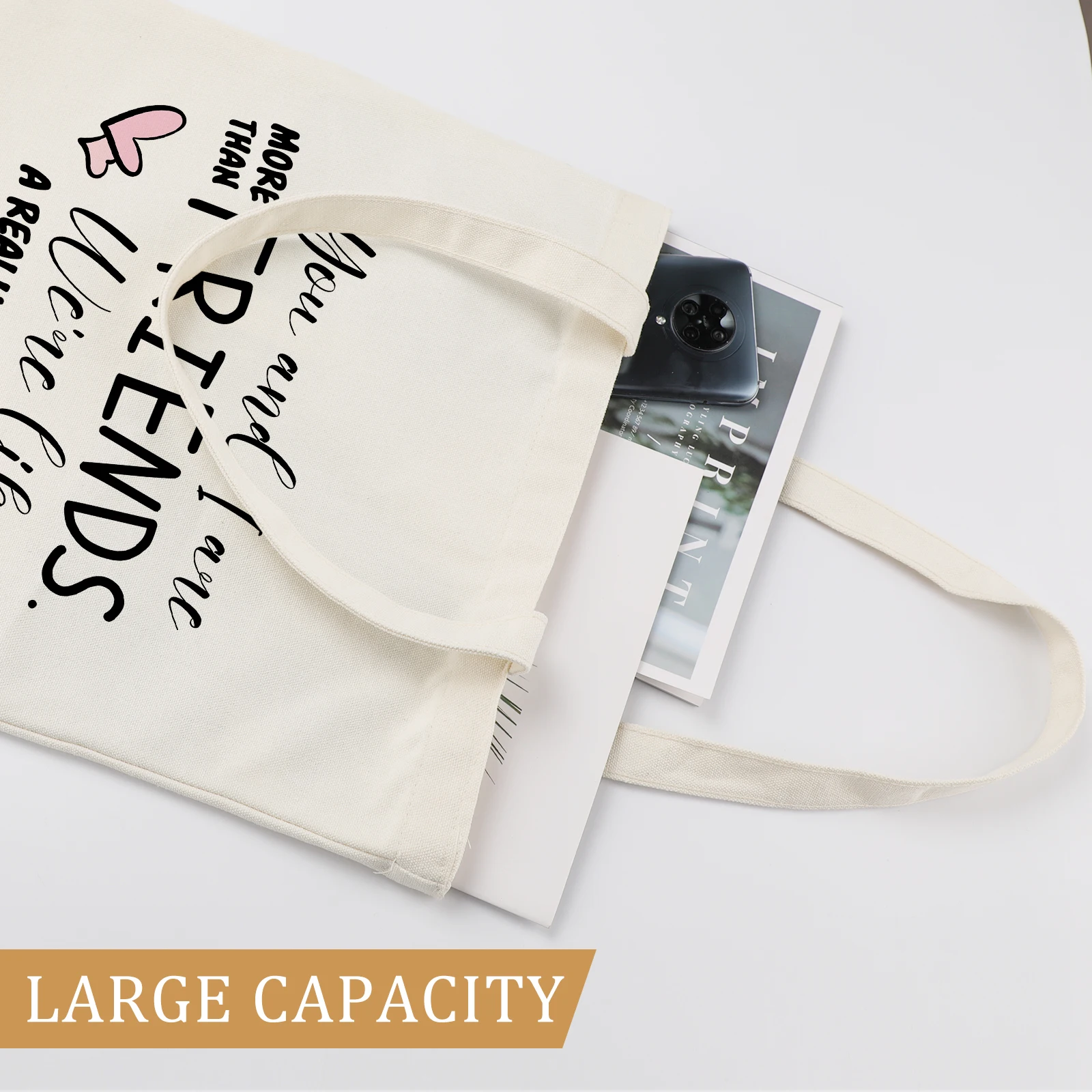 Gift reusable canvas storage tote bag cotton shoulder shopping white canvas bag for friend