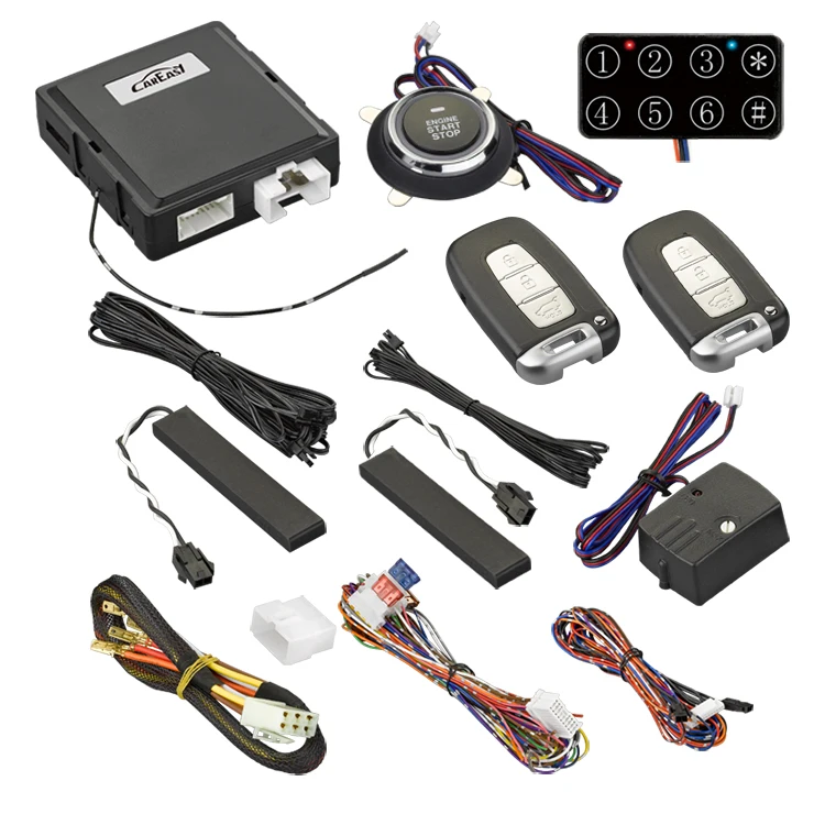 PKE Пассивный бесключевой вход Автомобильная сигнализация кнопка запуска и остановки двигателя с программируемым дистанционным запуском двигателя