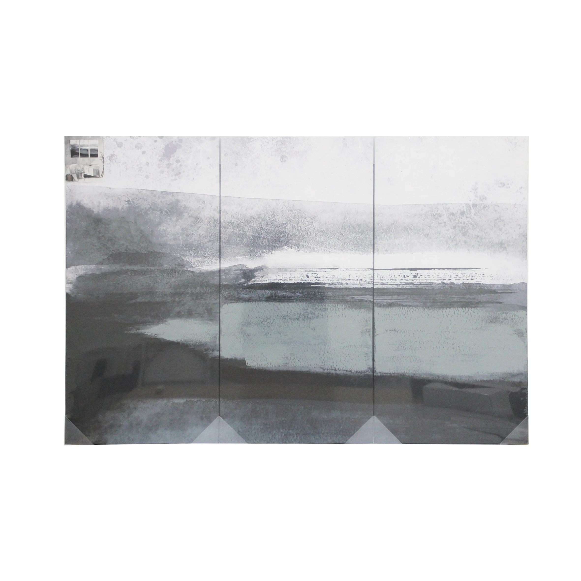 Framed Canvas Art 3pcs Panels Set Wall Art Abstract Ocean Decorative Wall Pictures Photo Poster for Living Room Hotel