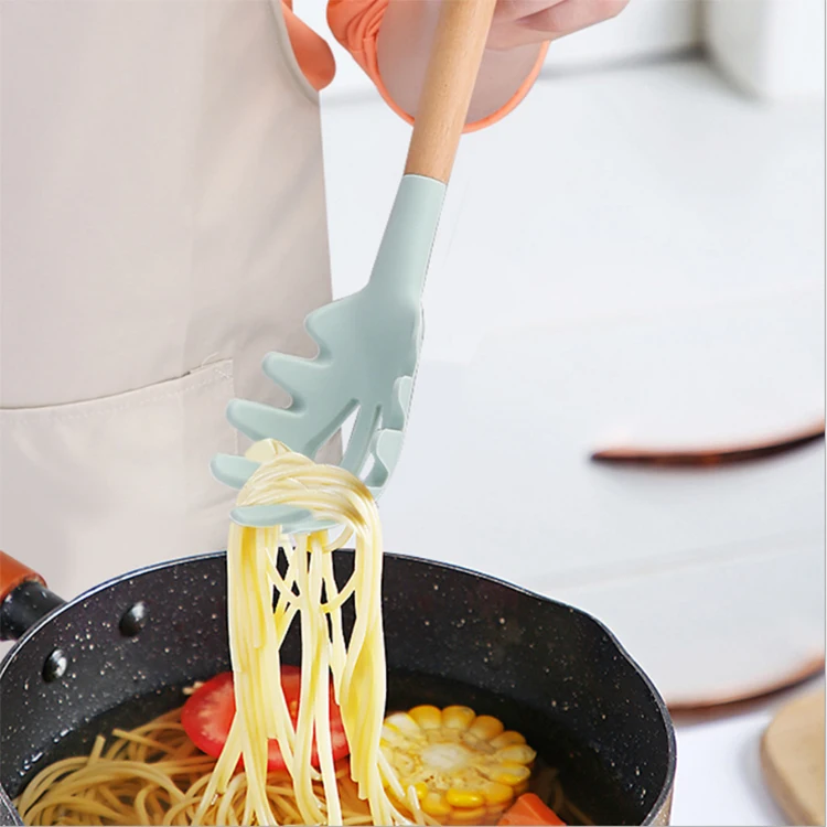 
Kitchen utensils set wooden handle handle non-stick pan shovel spatula spoonful organic silicon kitchen utensils 12 pieces 