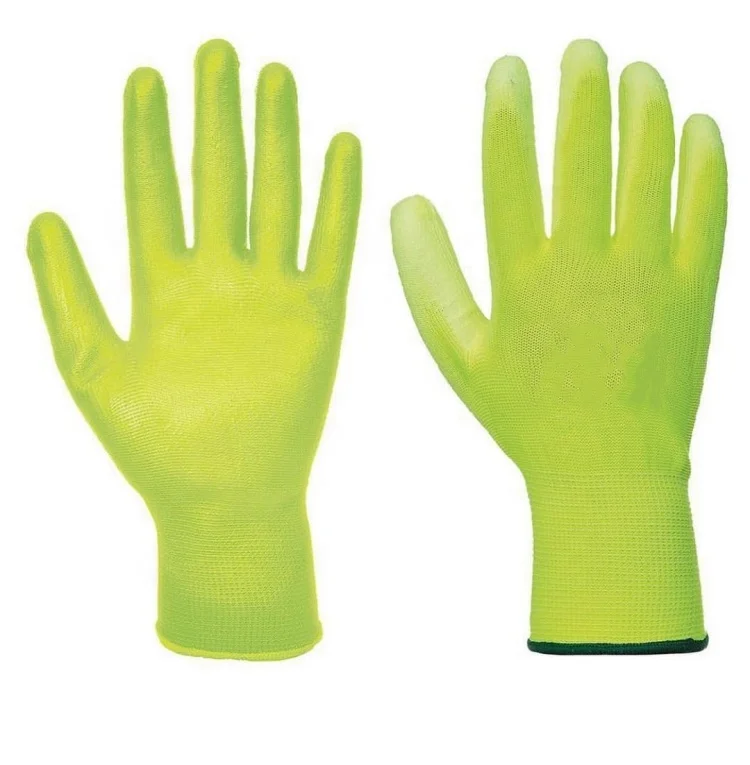 Рабочие перчатки Hi-Vis Lime ультратонкие полиуретановые многоцелевые с пальмовым покрытием