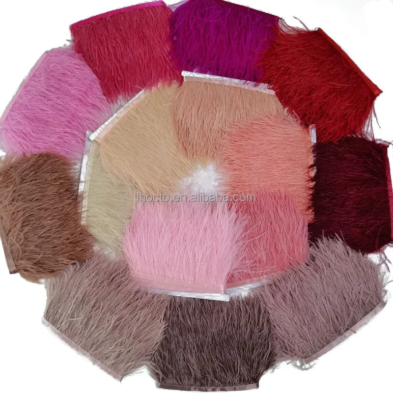 Wholesale Price Ribbon Sewing Feathers Strung Fringe Trimming Lace 8-10CM Fabric Ostrich Feather Trim