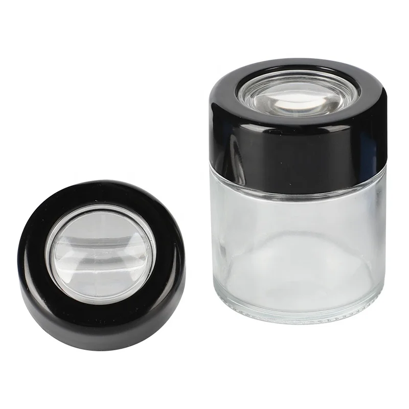 UKETA customized logo 1oz child proof storage containers airtight 1g flower screw top lid  Child resistant packaging glass jar