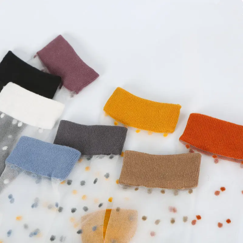 Womens Sheer Socks Summer Transparent Thin Mesh Lace Elastic Jacquard Glass Socks