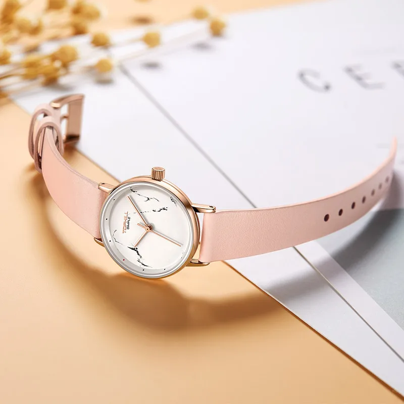 Elegant Slim Women Genuine Leather Strap Wrist Watch Lady Fancy Quartz Watches