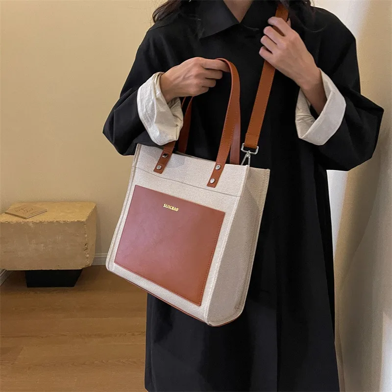 ZR895 Woman Bag Handbag Canvas Fashion Female Portable Big High Quality Shoulder Underarm Bag Girl Versatile Shopping Tote Bag